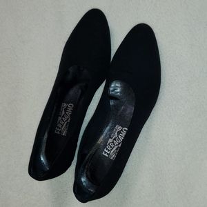 Salvatore Ferragamo Black Mini Wedge Shoes